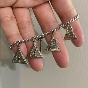 Sterling Silver Charlas Bracelet - Sorority - Pyramids - Vintage